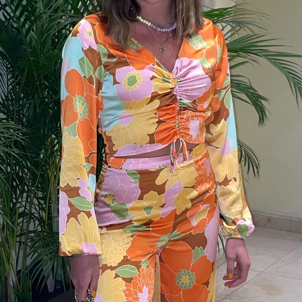 Satin floral top